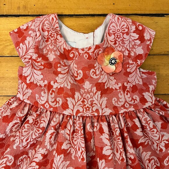 Pippa & Julie Terracotta and Cream Brocade Party Dress, Size 2T - Picture 2 of 9